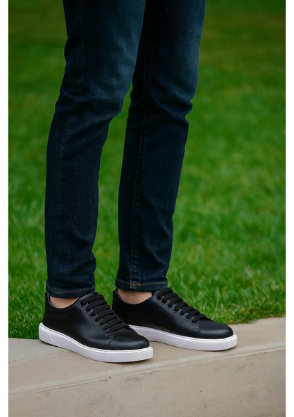 GR0268 Yüksek Kalite Hakiki Deri Beyaz Taban Hafif Eva Taban Erkek Sneaker Ayakkabı