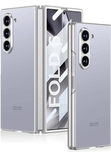 Galaxy Z Fold 6 Kılıf Titanyum Metal Tasarımlı Effx Kıpta Caz Kapak-Gri