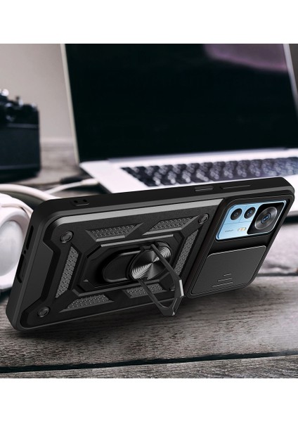 Mi 12T Kılıf Magnetik Standlı Kamera Korumalı Effx Sürgülü Vega Kapak - Siyah