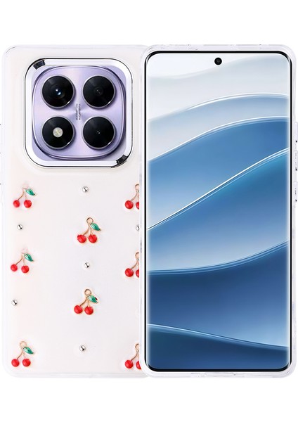 Redmi Note 14 Pro Plus Kılıf Airbag Tasarımlı Simli Şeffaf Effx Kutup Kapak - Kiraz