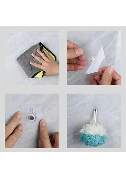 4 ADET Kendinden Yapışkanlı Çok Amaçlı Şeffaf Banyo Mutfak Askı Tablo Saat Raf Asma Aparatı modelleri