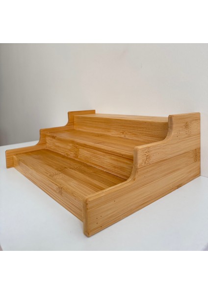 Üç Katlı Bambu Ahşap Baharatlık Standı Düzenleyici Organizer