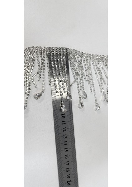 Özel Kristal Damla Taşlı Zincir Saçak Şerit