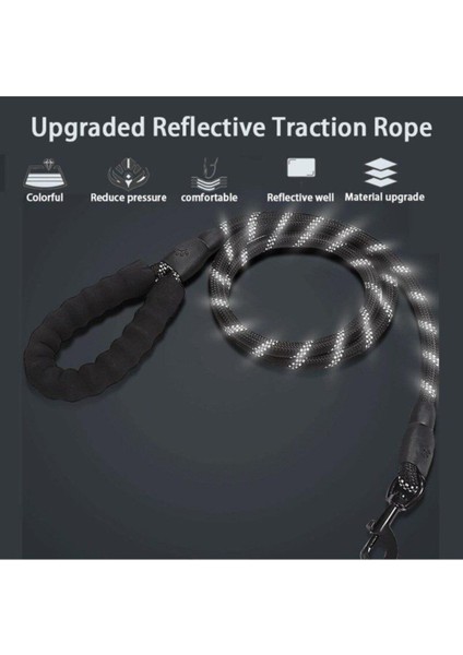 Köpekler Için Gezdirme Tasması Reflektörlü 130 cm Halat Orta ve Büyük Boy Köpekler Için Siyah modelleri