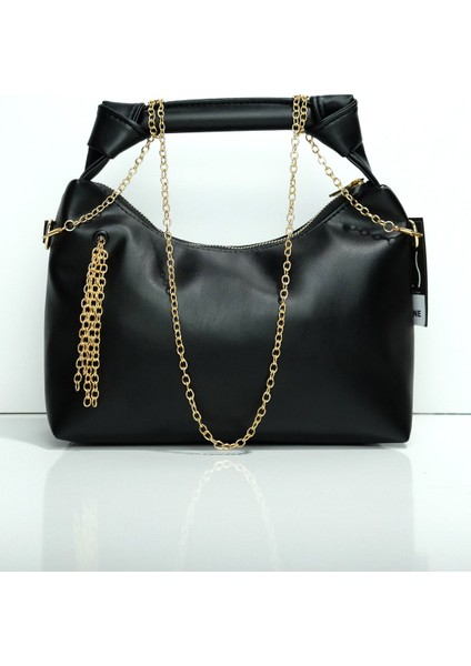 Zincir ve Düğüm Detaylı Deri Çanta