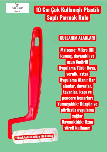 10 cm Plastik Sap Parmak Rulo Sünger Başlık Yedek Başlık Normal Kumaş Boya Vernik Yağlı Boya V.b indirimleri