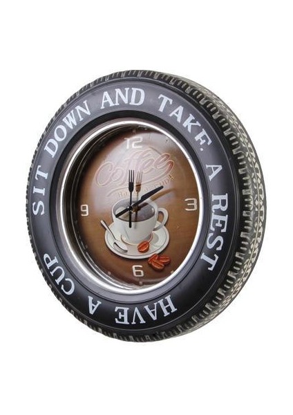 Dekoratif Araba Tekerleği Coffea Timetemalı Saatli LED Işıklı fiyatları