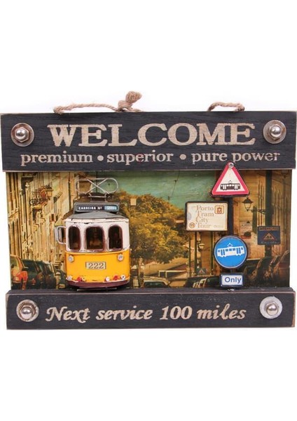 Dekoratif Metal Kapı Yazısı Tramvay Dekorlu Hediyelik