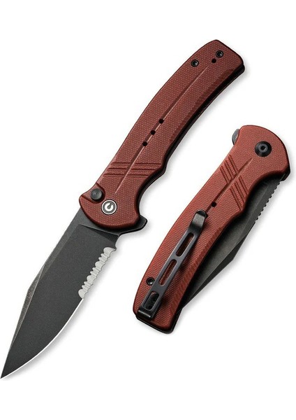 Cogent Flipper & Button Lock Knife Blackwashed Serrated Burgundy G10 Handle Çakı fiyatları