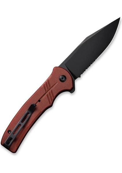 Cogent Flipper & Button Lock Knife Blackwashed Serrated Burgundy G10 Handle Çakı modelleri