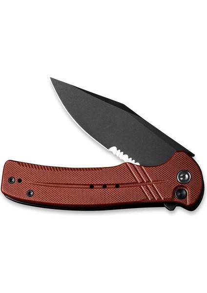 Cogent Flipper & Button Lock Knife Blackwashed Serrated Burgundy G10 Handle Çakı fırsatları