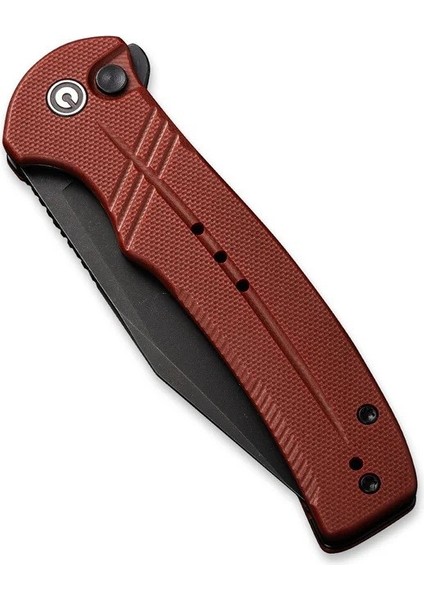 Cogent Flipper & Button Lock Knife Blackwashed Serrated Burgundy G10 Handle Çakı indirimleri