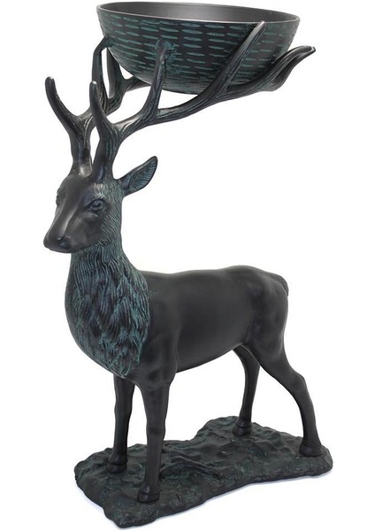 Metal Geyikli Kase 55 cm Dekoratif Hediyelik