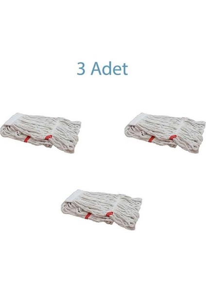 Geniş Islak Mop Paspas Ucu Başlığı Püsküllü, Pamuklu, 25 Cm, 3 Adet, Beyaz fiyatları