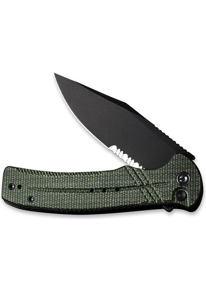 Cogent Flipper & Button Lock Knife Blackwashed Serrated Green Micarta Handle Çakı fırsatları