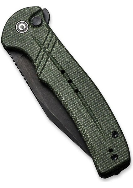 Cogent Flipper & Button Lock Knife Blackwashed Serrated Green Micarta Handle Çakı indirimleri
