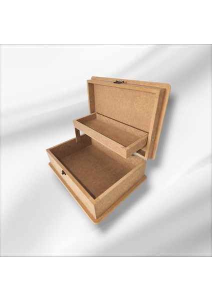 Ahşap- Boyanabilir- Klipsli Asansörlü Takı-Makyaj-Aksesuar-Dekoratif Çok Amaçlı Kutu fırsatları