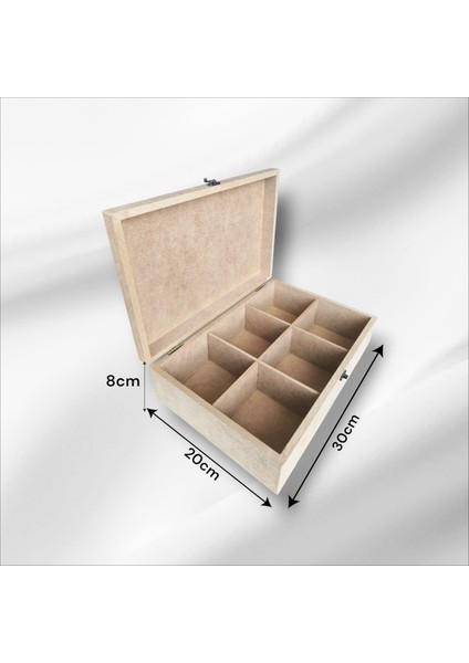 Ahşap Boyanabilir 6 Bölmeli Saat-Takı-Aksesuar-Dekoratif Çok Amaçlı Kutu fiyatları