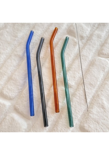4'lü Renkli Cam Pipet ve Temizleme Fırçası