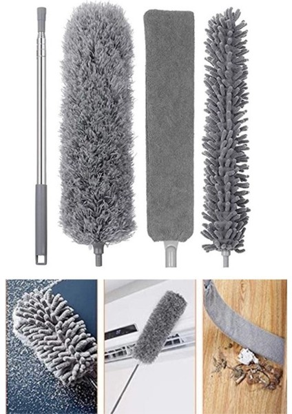 Teleskopik 3'lü Çok Fonksiyonlu Mop ve Toz Alma Temizlik Seti