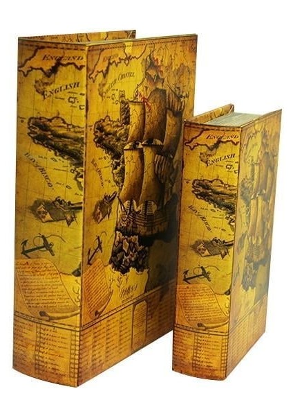 Kutu Kitap Harita 2'li Set Dekoratif Hediyelik fiyatları