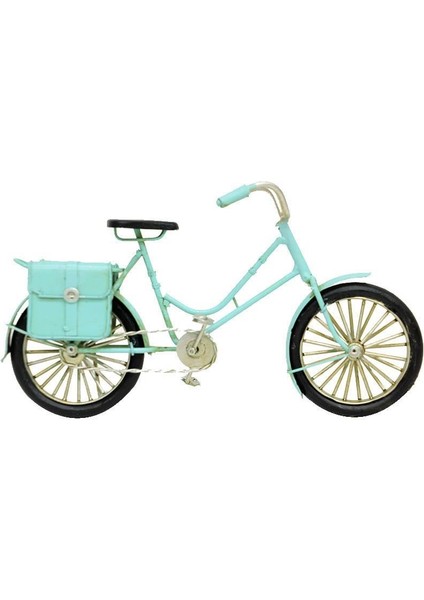 Dekoratif Metal Bisiklet Çantalı Vintage Biblo Hediyelik