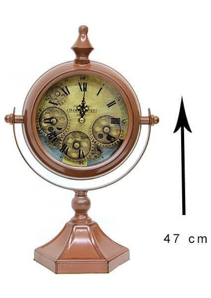 Masaüstü Mat Kahve Çarklı Saat Roma Rakamlı Köstek Modeli fiyatları