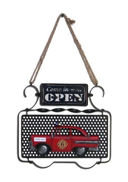 Dekoratif Metal Kapı Yazısı Araba Dekorlu Vintage Hediyelik