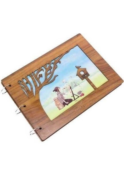 Albüm Ahşap Kapaklı Yatay Temalı Dekoratif Hediyelik modelleri