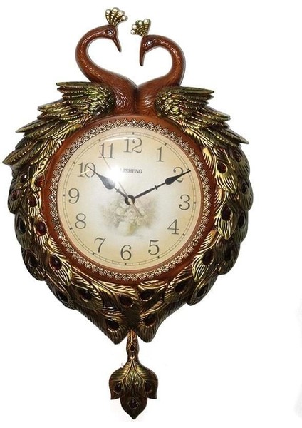 Duvara Asmalı Tavuskuşu Saat Dekoratif Hediyelik