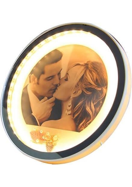 Ayna LED Li Çerçeve LED Işıklı Yuvarlak Fotoğraf Çerçevesi