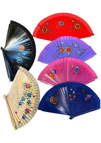 Bambu Yelpaze Karışık Renk 12 Adet