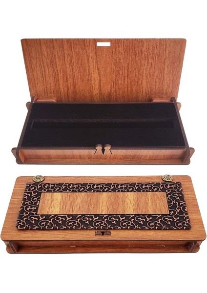 Ahşap Deri Kalem Kutusu Süngerli