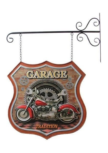 Dekoratif Çift Yönlü Motor Temalı Ferforje Askı Hediyelik