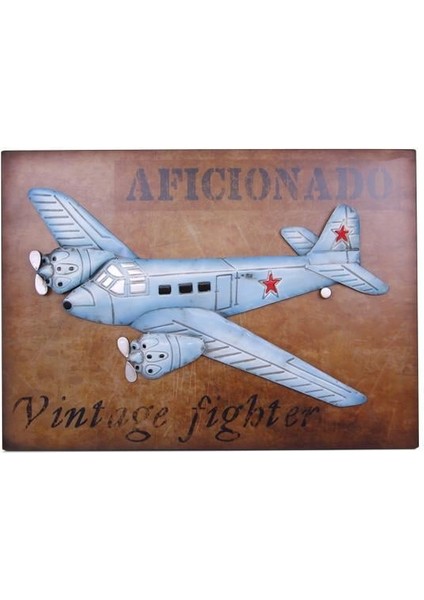 Uçak Tablo Pano Vintage Dekoratif Ev Ofis Hediyelik