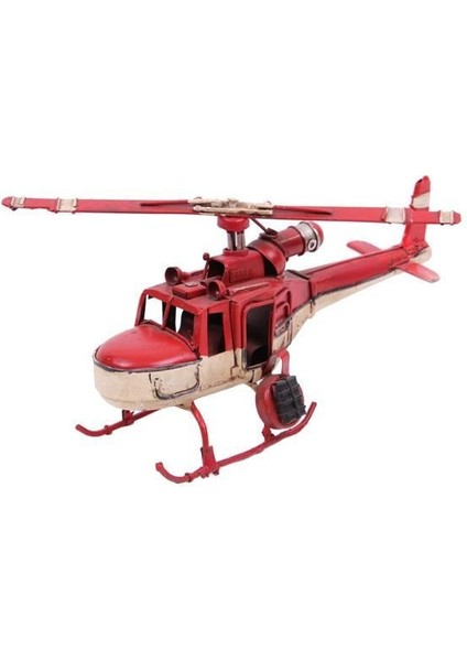 Helikopter Metal Vintage Dekoratif Masaüstü Biblo Hediyelik