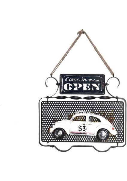 Dekoratif Metal Kapı Yazısı Araba Dekorlu Vintage Hediyelik