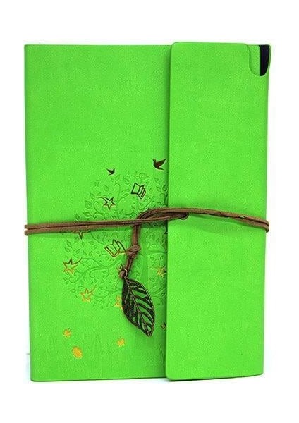 Defter Deri Kaplı Ağaç Baskılı Hediyelik