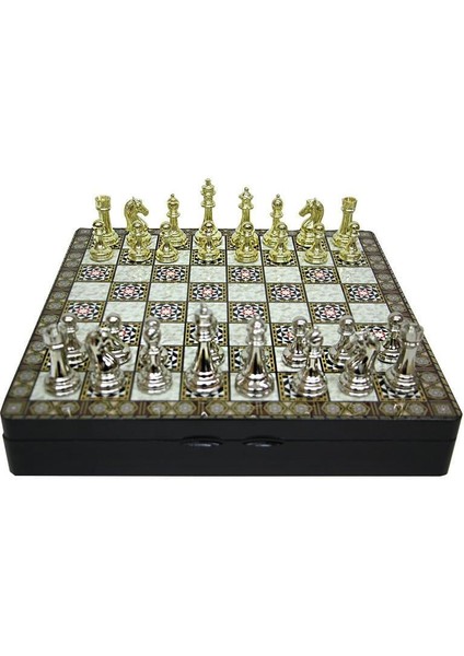 Satranç Taşı Zamak Kutulu Satranç Takımı Seti Hediyelik