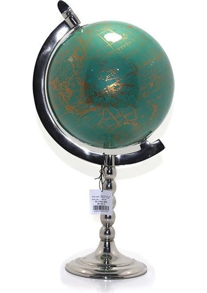 Dekoratif Dünya Yerküre Parlak Nikel Ayaklı Harita
