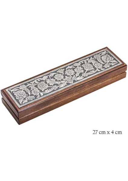 Gümüş Çiçek Desenli Ahşap Tesbih Kutusu fırsatları