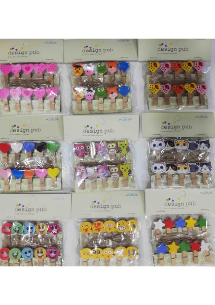 10'lu Şekilli Ahşap Mandallar 3.5cm (10'lu Set-10 Paket)