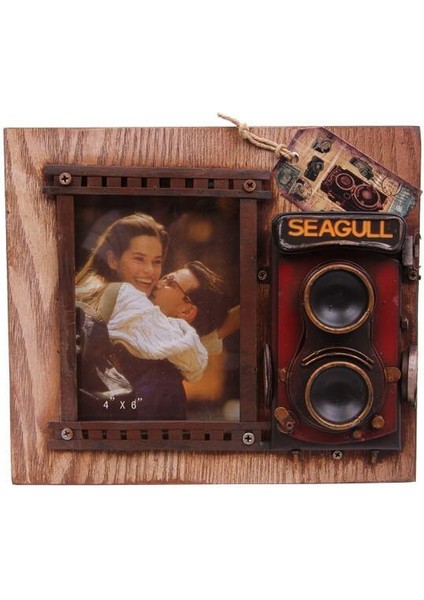 Dekoratif Metal Çerçeve Fotoğraf Makinesi Dekorlu Hediyelik