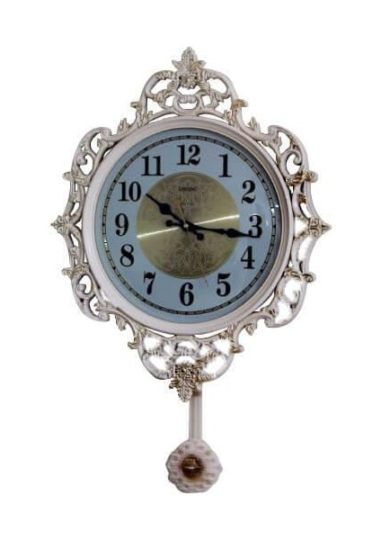 Sarkaçlı Duvar Saati Ferforje Desenli Hediyelik Duvar Saati