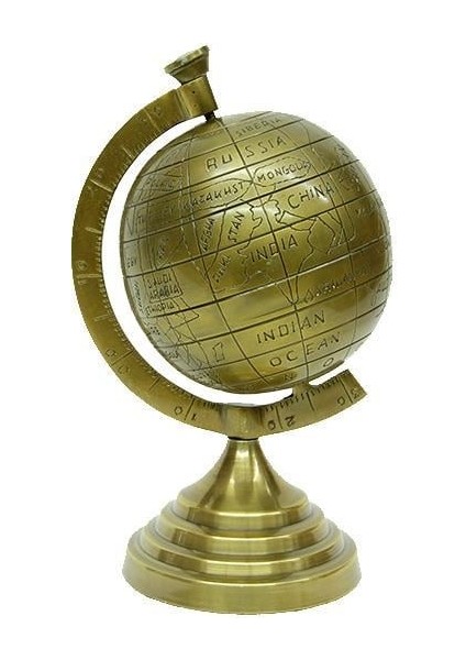 Yerküre Dünya Antik Bronz Dekoratif Hediyelik