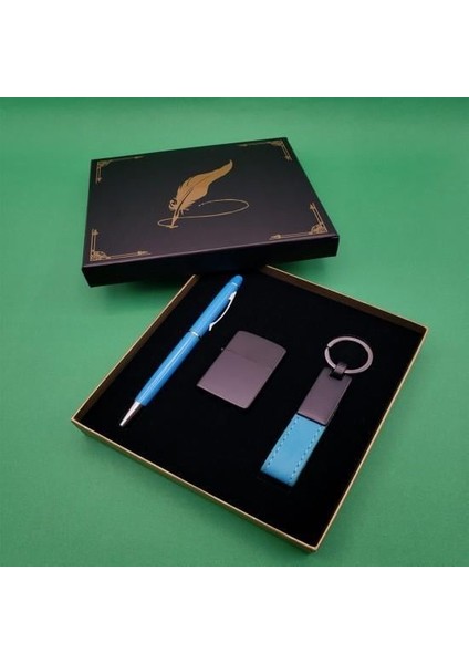 Çakmak Anahtarlık Tükenmez Kalem Turkuaz Dekoratif Hediyelik