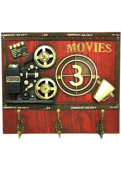Dekoratif Metal Askı Askılık Sinemaskop Vintage Biblo Hediyelik