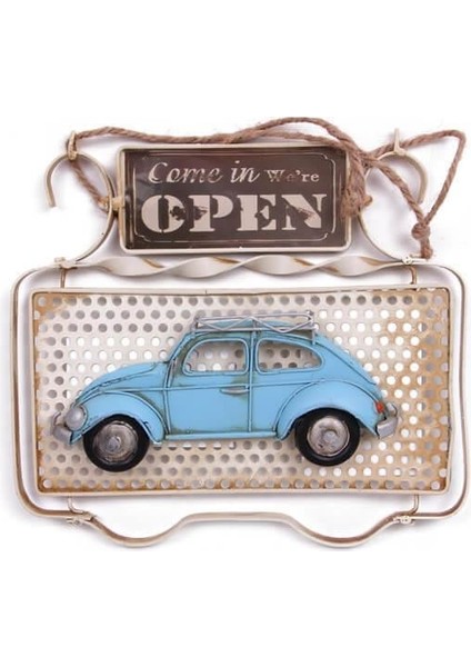 Dekoratif Metal Kapı Yazısı Araba Dekorlu Vintage Hediyelik