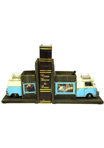 Dekoratif Metal Minibüs Kitap Tutucu Kalemlik Çerçeve Hediyelik