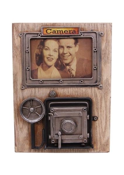 Dekoratif Metal Çerçeve Fotoğraf Makinesi Dekorlu Hediyelik